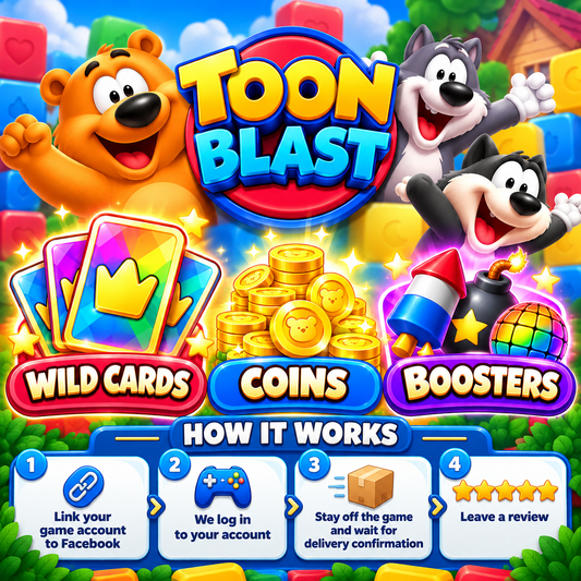 Toon Blast Bundle - Coins, Boosters & Wild Cards