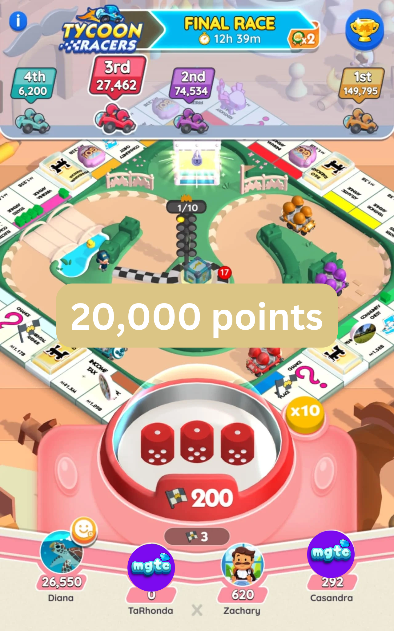 MONOPOLY GO! Tycoon Club - HayRide Racers - Individual Carry (20k pts)